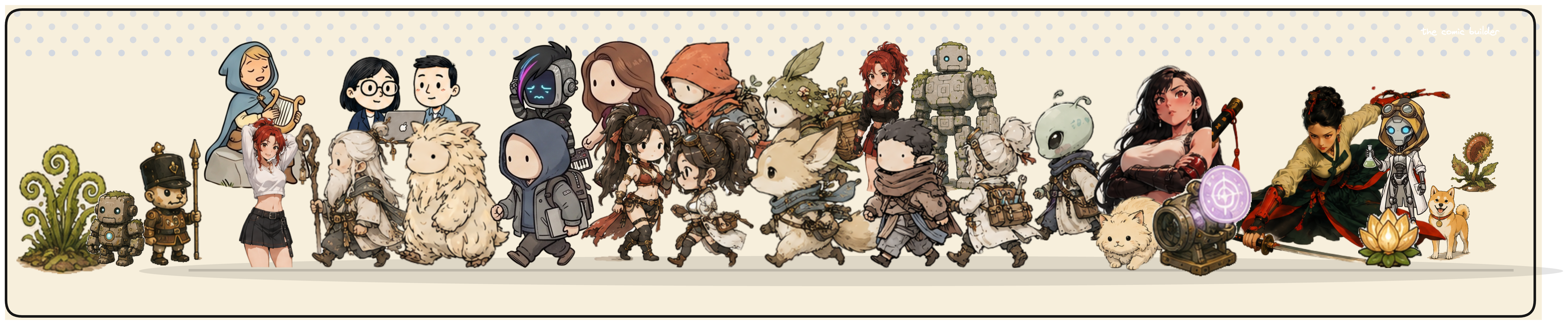 The cast — every character who has wandered through these strips